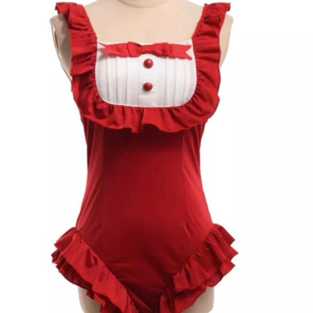 Valentine red cute Kawaii sexy ruffled one-piece swimsuit spa suit cosplay